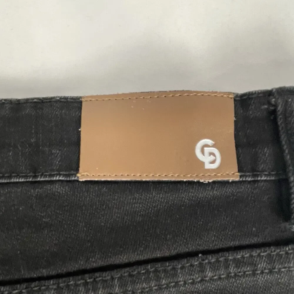 Crysp Denim Black Distressed Silver Chain Men's Jeans 36x33 (38x33)